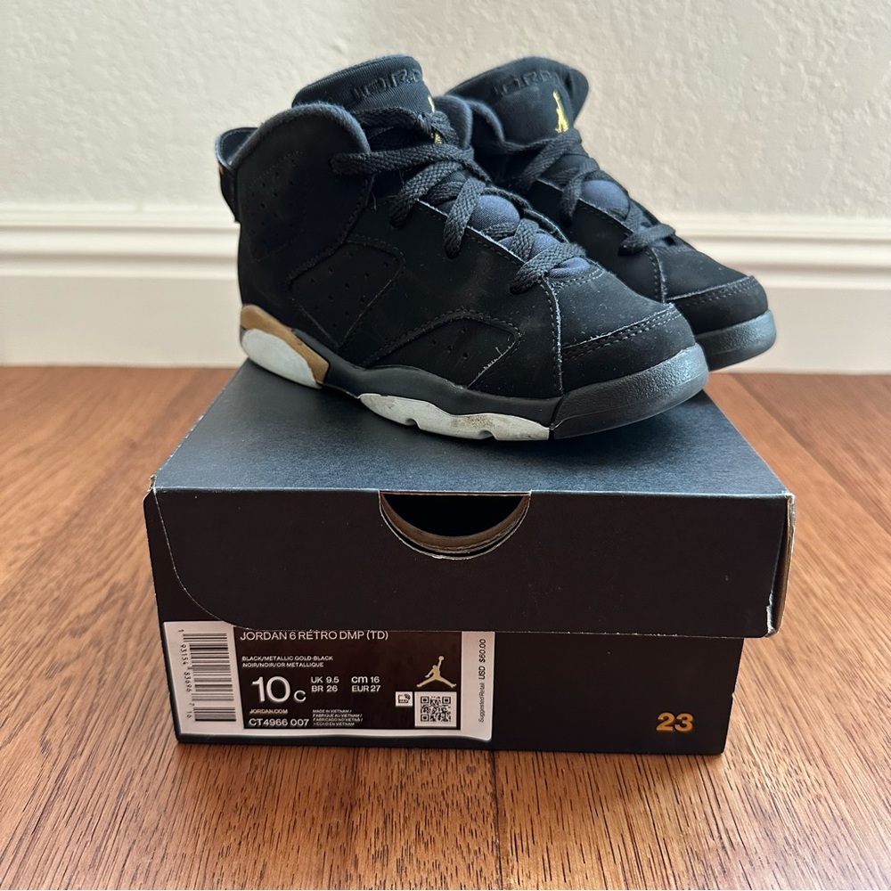 JORDAN 6 RETRO (TD) #CT-4966-007 Black & Metallic Gold/ SIZE 10C *HTF*